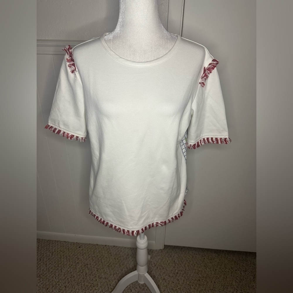 Vilagallo Short Sleeve Blouse Butterfly Insect Pattern size 42 or XL